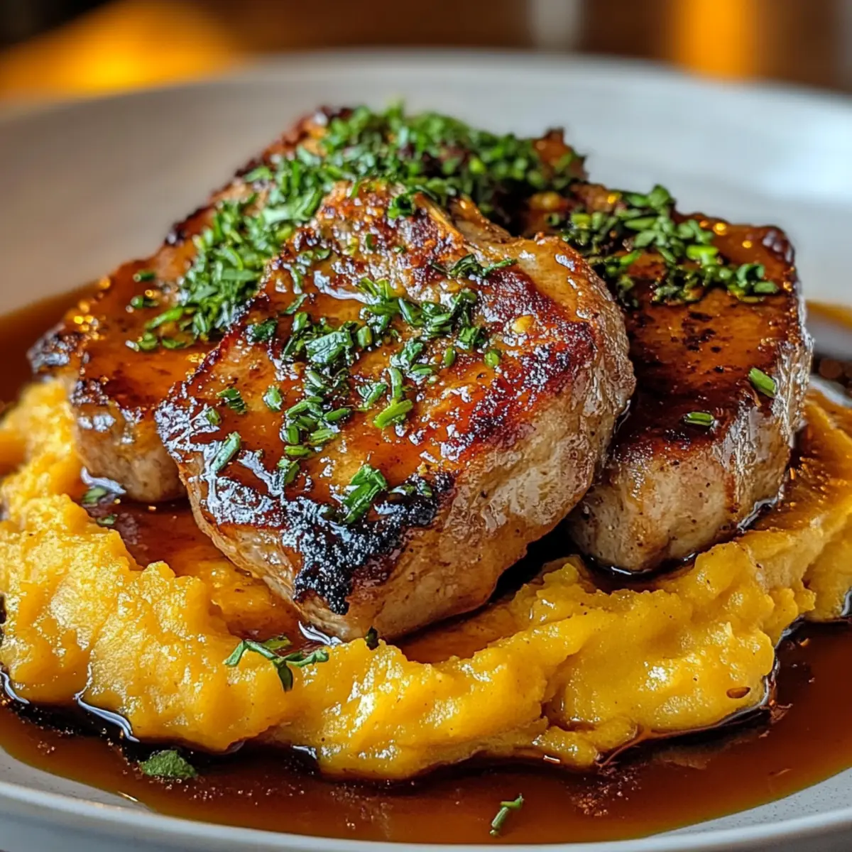 Apple Cider Pork with Mashed Sweet Potatoes Recipe u9cujn