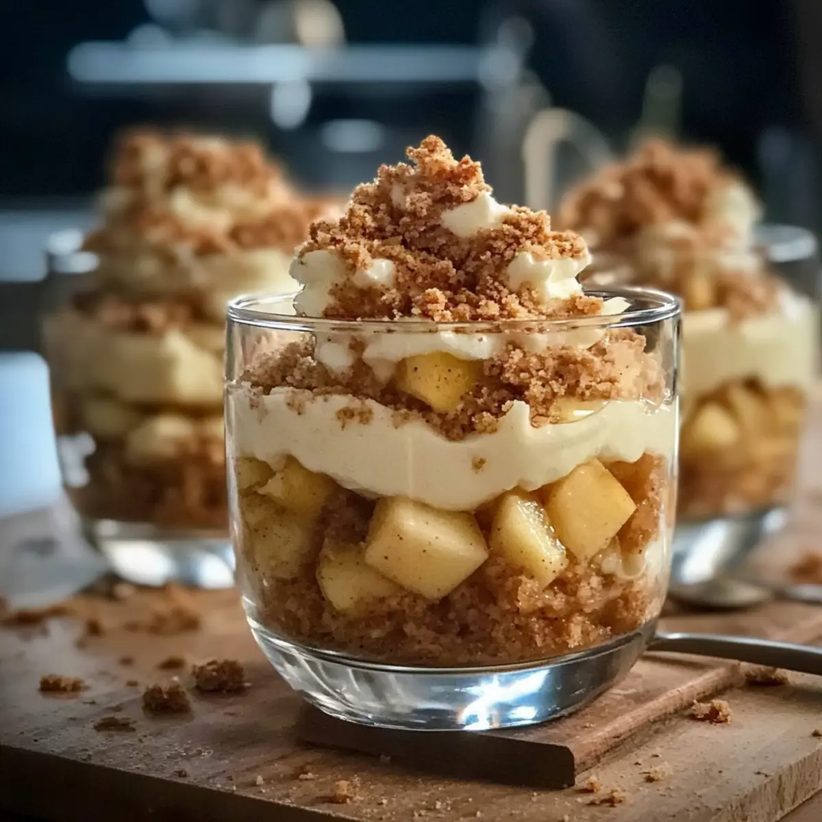 Bratapfel Crumble auf Zimtcreme