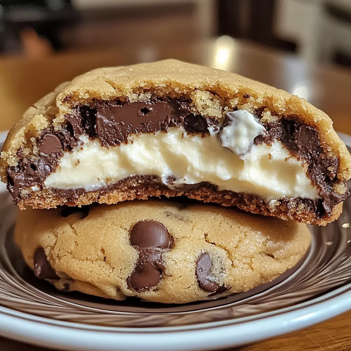 Käsekuchengefüllte Schokoladenkekse für Naschkatzen 3 Cheesecake Filled Chocolate Chip Cookies p82osf