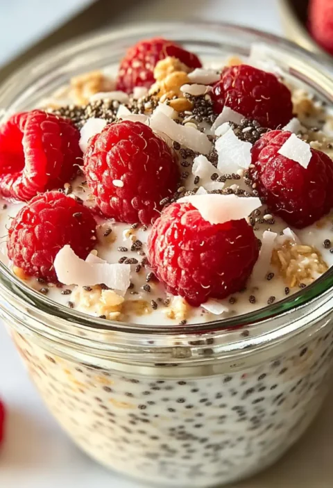 Chia Overnight Oats mit Himbeeren