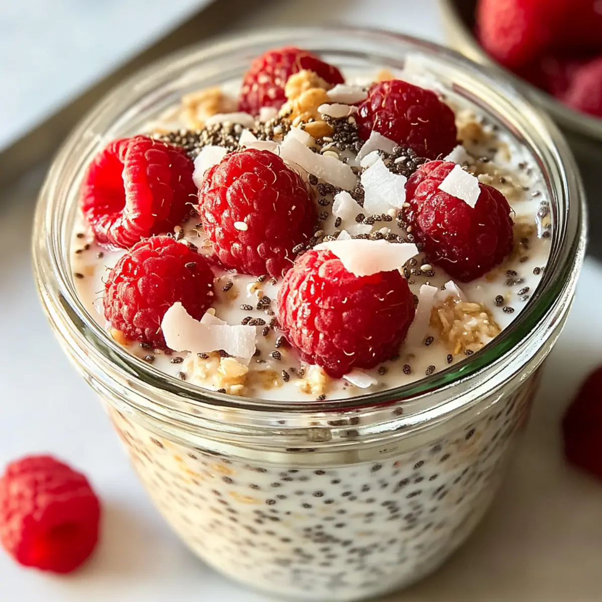 Chia Overnight Oats mit Himbeeren