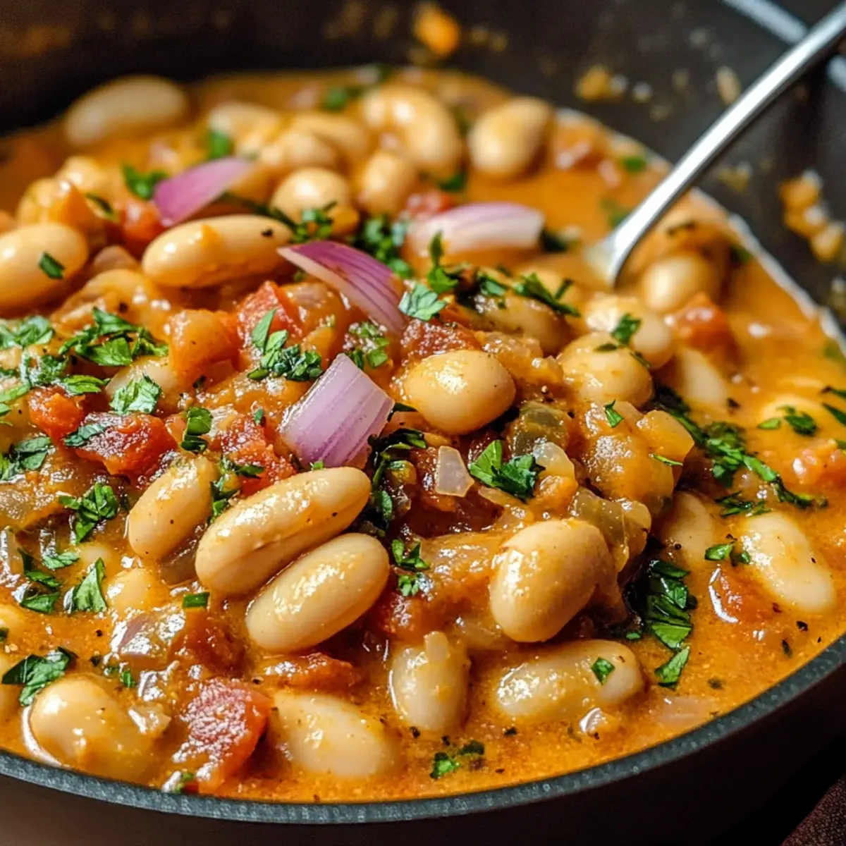 Cremige Tomaten-Bohnen-Pfanne: Schnell und vegan genießen 3 Cremige Tomaten Bohnen Pfanne ekwmkj