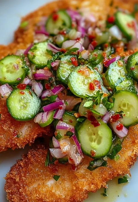 Fisch Milanese mit Gurken
