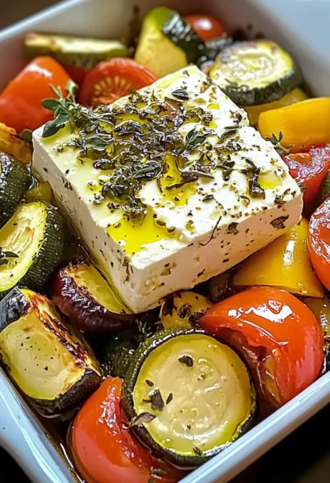 Gebackener Feta auf mediterranem Gemüse