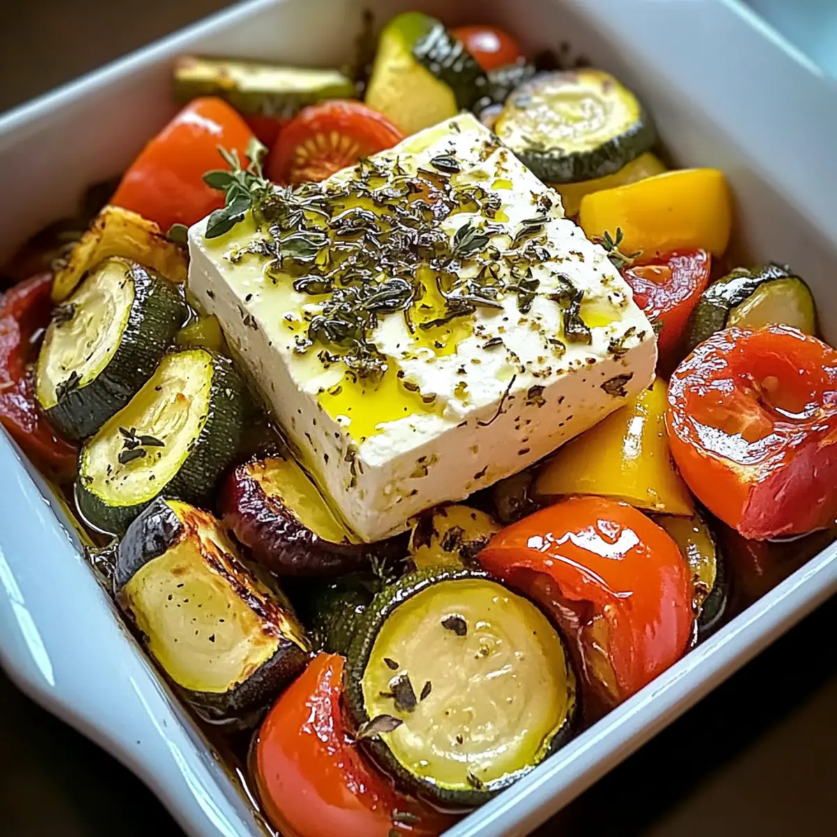 Gebackener Feta auf mediterranem Gemüse