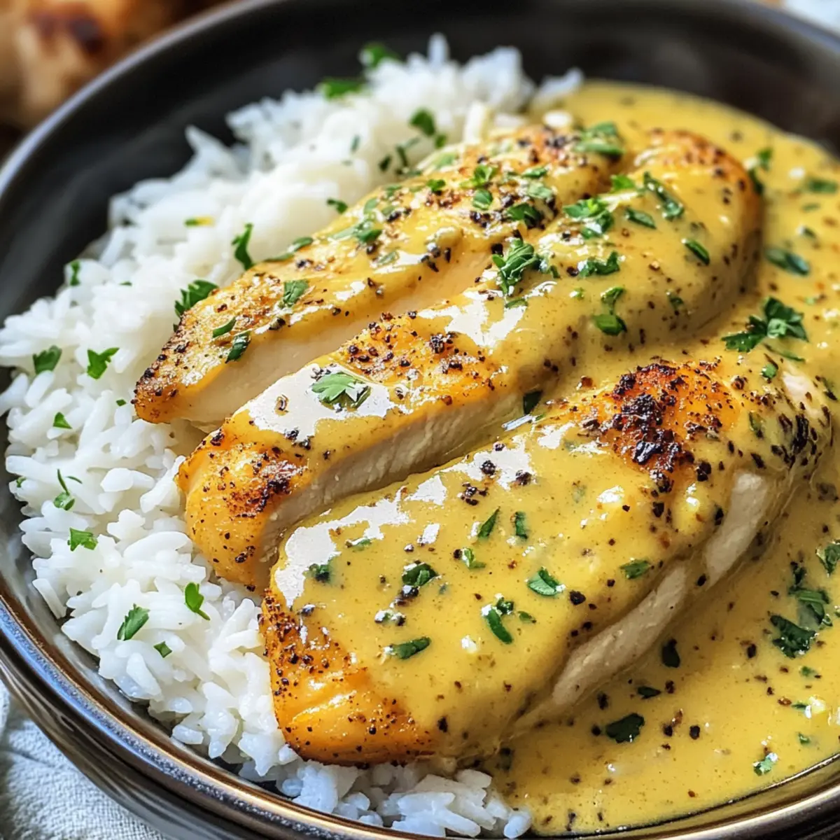 Honig Senf Hähnchen mit Reis