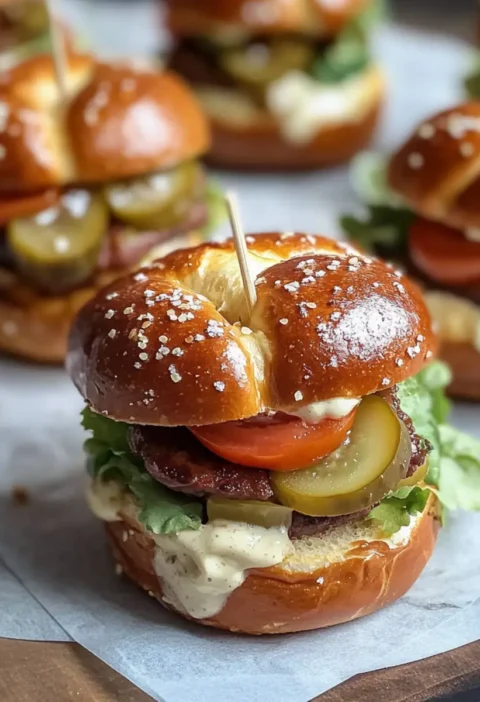 Mini-Brezelburger mit Hackbraten