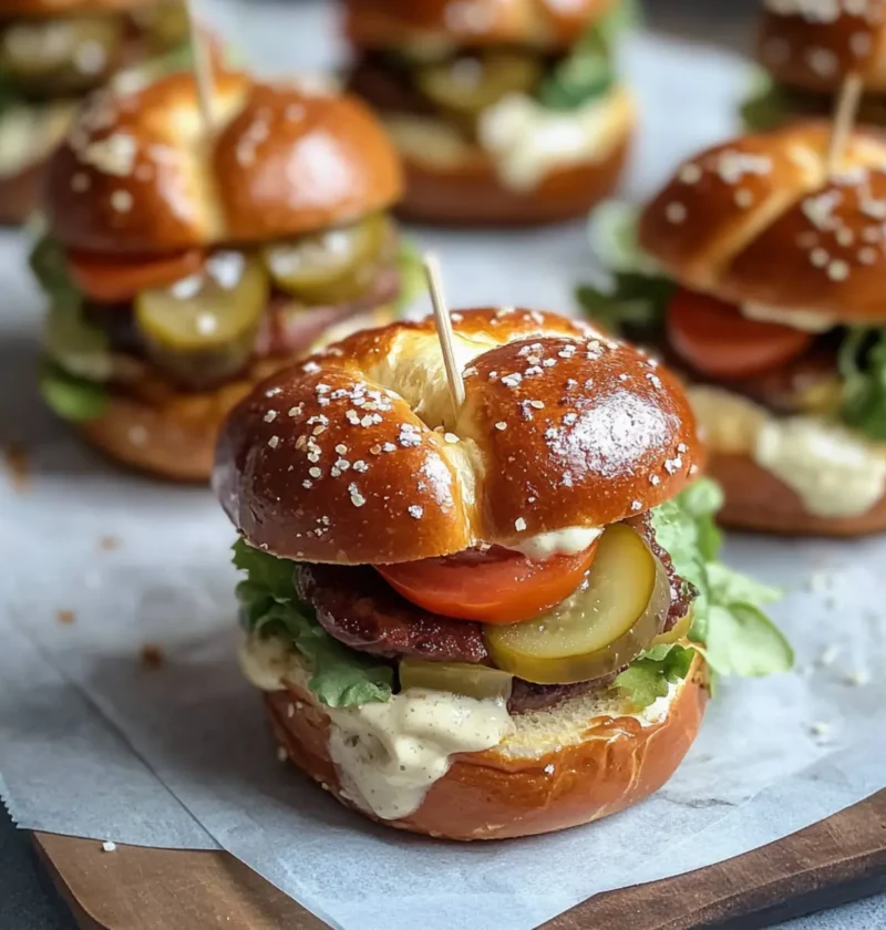 Mini-Brezelburger mit Hackbraten für jeden Anlass 9 Mini-Brezelburger mit Hackbraten
