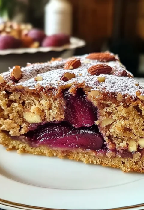 Nussiger Zimtkuchen mit Pflaumenfüllung