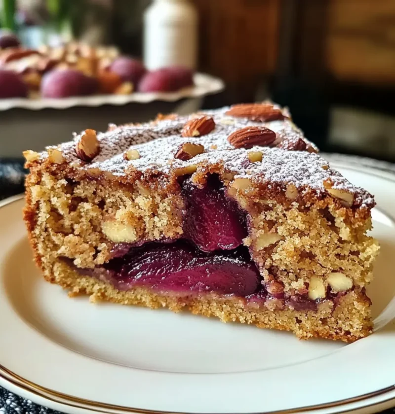 Nussiger Zimtkuchen mit Pflaumenfüllung genießen 1 Nussiger Zimtkuchen mit Pflaumenfüllung
