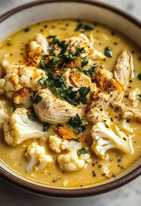 30-Minuten Anti-Inflammatorische Blumenkohl-Hühnchen-Suppe