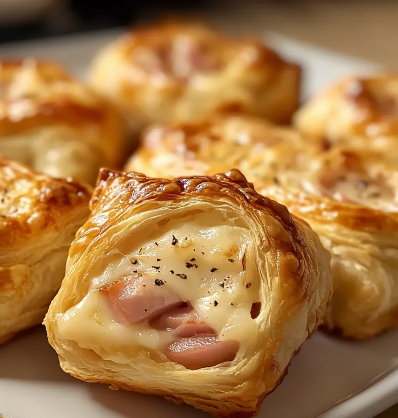 Blätterteigschnecken mit Schinken & Käse – Schnell und Lecker 1 Blätterteigschnecken – herzhaft mit Schinken & Käse (Gästeliebling)