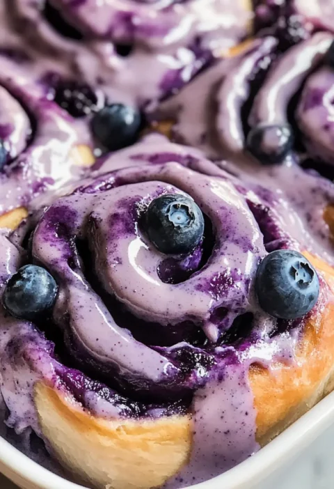 Heidelbeer-Zimtrollen mit Heidelbeer-Frischkäse-Frosting