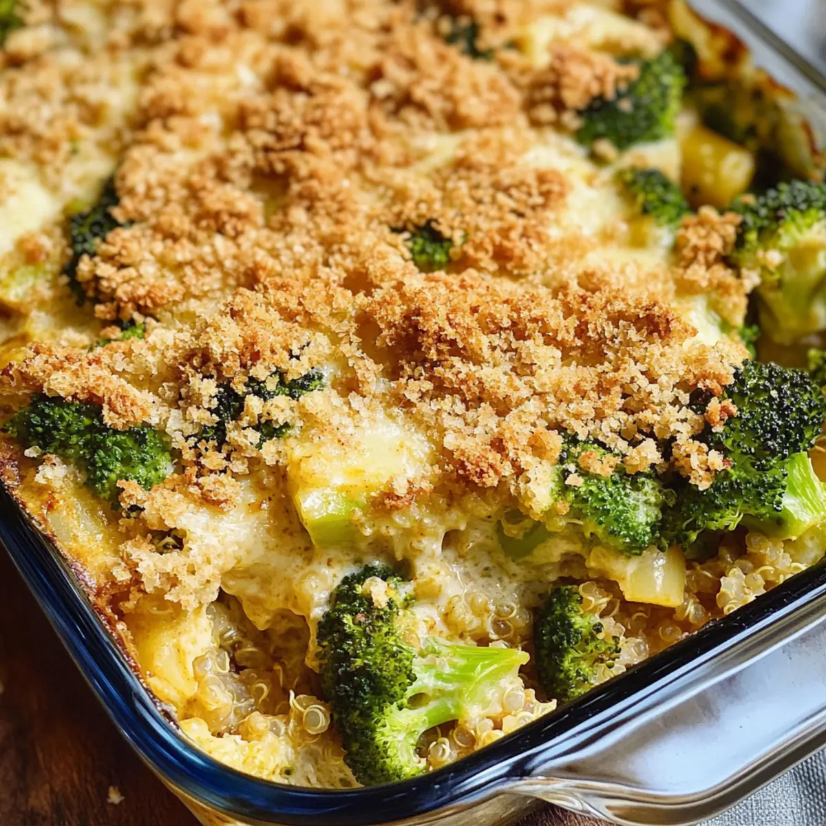 Brokkoli Auflauf mit Quinoa und veganem Käse