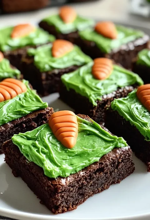 Karottenförmige vegane Osterbrownies köstliche Leckerei