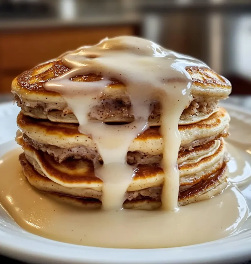 Zimtrollen-Pfannkuchen Rezept Zutaten: - 1 Tasse Mehl - 2 Esslöffel Zucker - 1 Esslöffel Backpulver - 1/2 Teelöffel Salz - 1 Tasse Milch - 1 Ei - 2 Esslöffel geschmolzene Butter - 1 Teelöffel Vanilleextrakt Zimtfüllung: - 1/4 Tasse brauner Zucker - 2 Esslöffel Zimt - 2 Esslöffel geschmolzene Butter Zubereitung: 1. In einer Schüssel Mehl, Zucker, Backpulver und Salz vermengen. 2. In einer anderen Schüssel Milch, Ei, geschmolzene Butter und Vanilleextrakt verquirlen. 3. Die flüssigen Zutaten zu den trockenen Zutaten geben und gut vermischen. 4. Für die Zimtfüllung braunen Zucker und Zimt vermengen und die geschmolzene Butter hinzufügen. 5. Eine Pfanne erhitzen und einen kleinen Löffel Teig hineingeben. Dann die Zimtfüllung in einem spiralförmigen Muster darauf geben. 6. Sobald Blasen auf der Oberfläche erscheinen, den Pfannkuchen umdrehen und die andere Seite goldbraun backen. 7. Wiederholen, bis der gesamte Teig aufgebraucht ist. 8. Warm servieren.