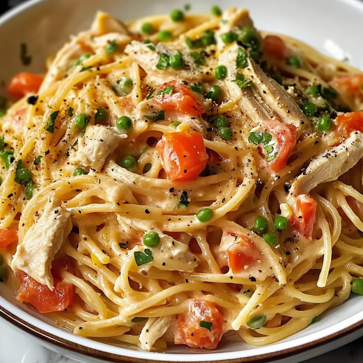 Cremige Crockpot Hähnchen Spaghetti Rezept