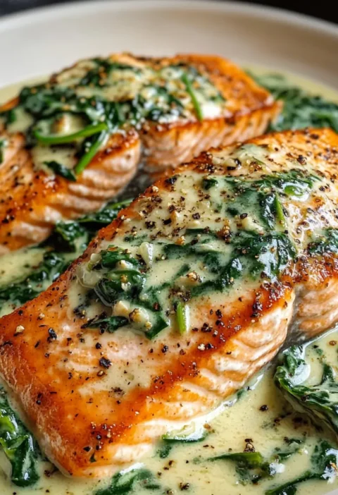 Cremiger Spinat Lachs Rezept