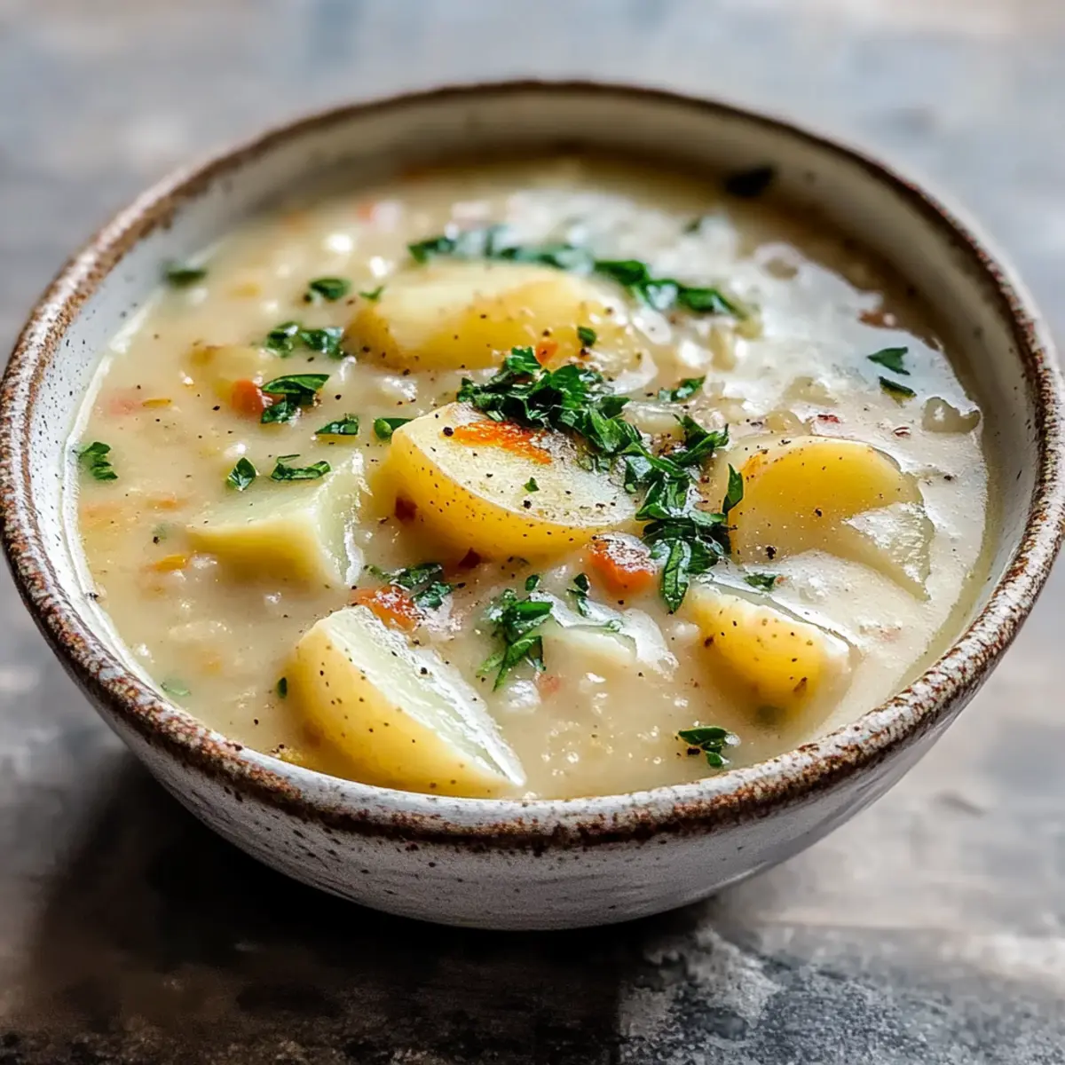 Cremige vegane deutsche Kartoffelsuppe