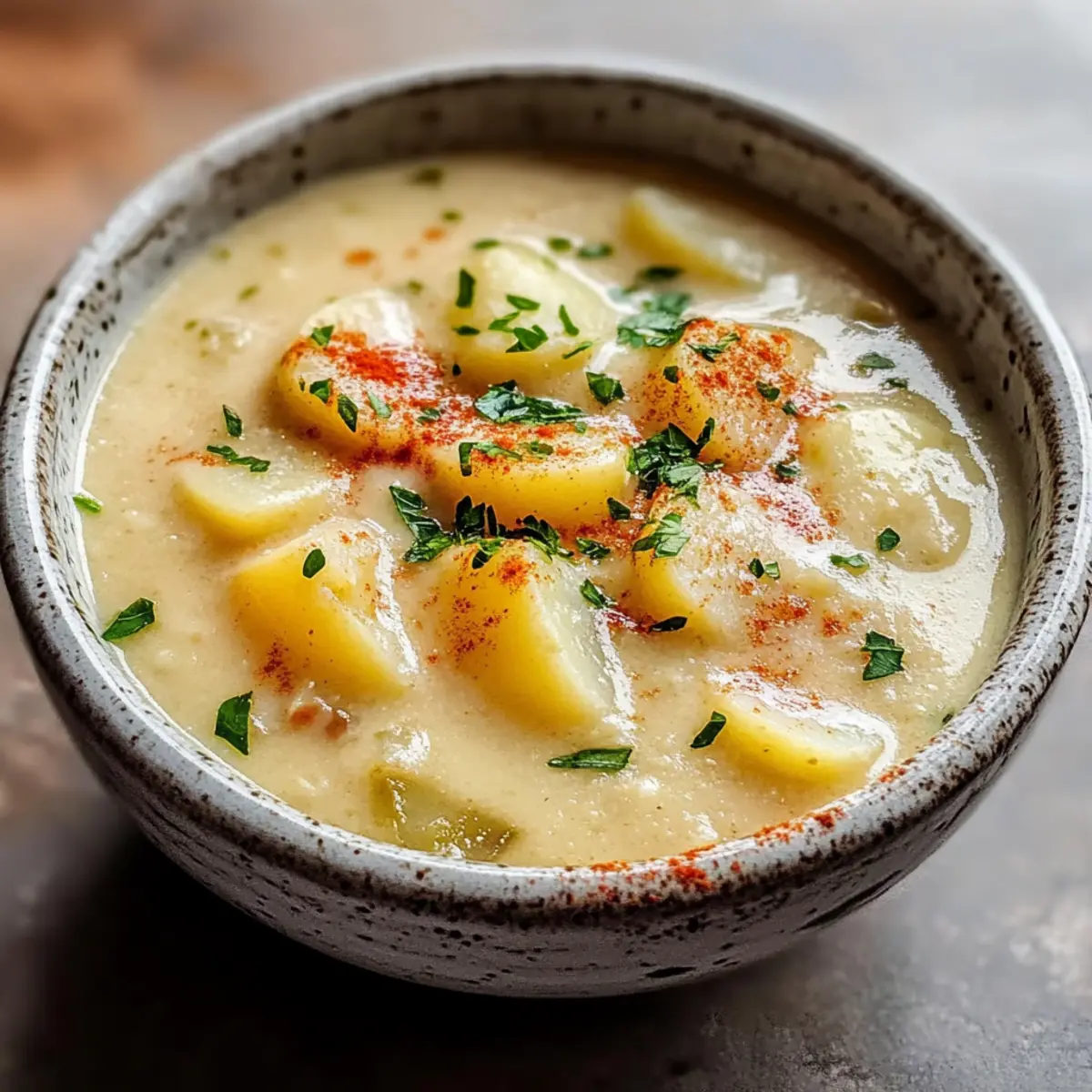 Creamy Vegan German Potato Soup Kartoffelsuppe v2m5ez