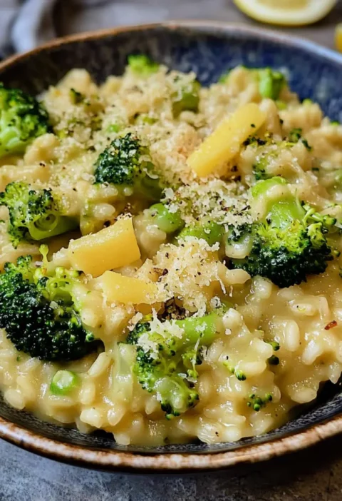 Cremiges veganes Risotto mit Brokkoli
