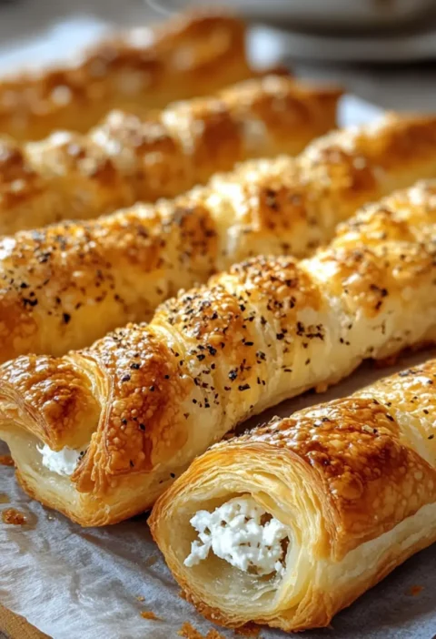 Feta puff pastry sticks from the oven - crispy finger food in 20 minutes