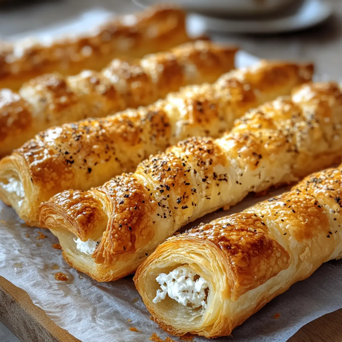 Feta puff pastry sticks from the oven - crispy finger food in 20 minutes