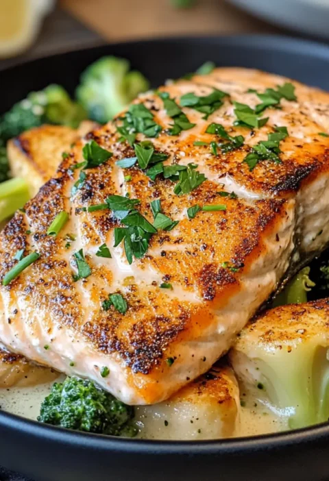 Gebratener Lachs mit Brokkoli