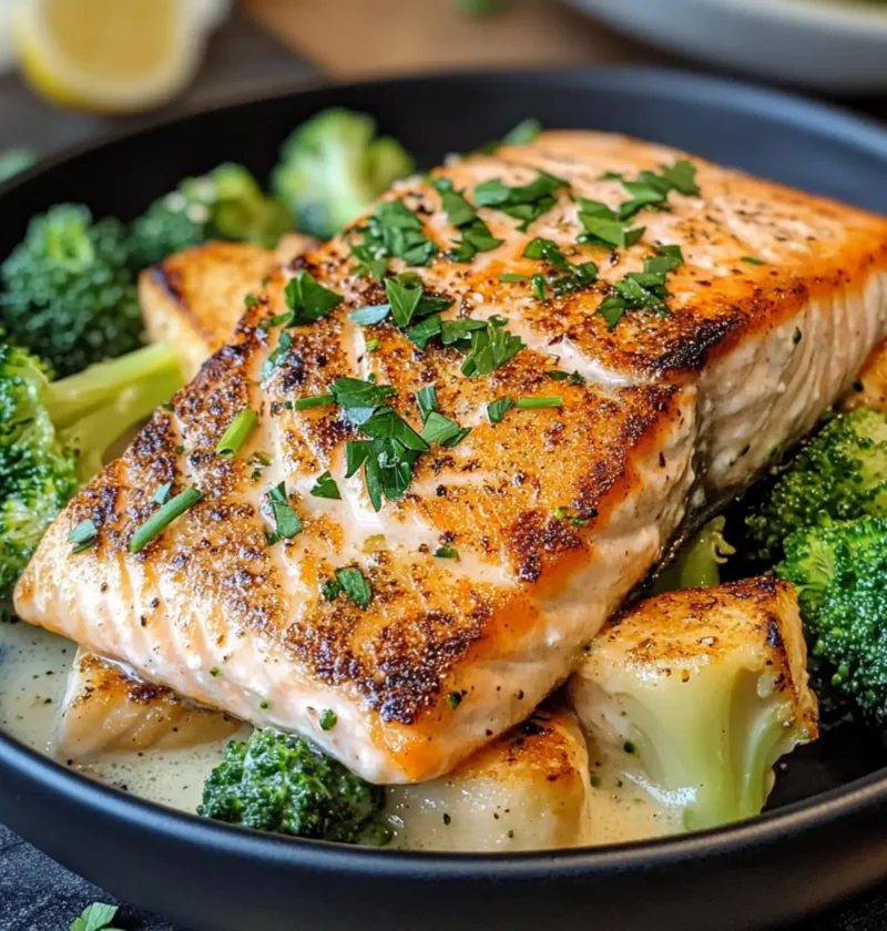Gesunder gebratener Lachs mit Brokkoli für dich 1 Gebratener Lachs mit Brokkoli