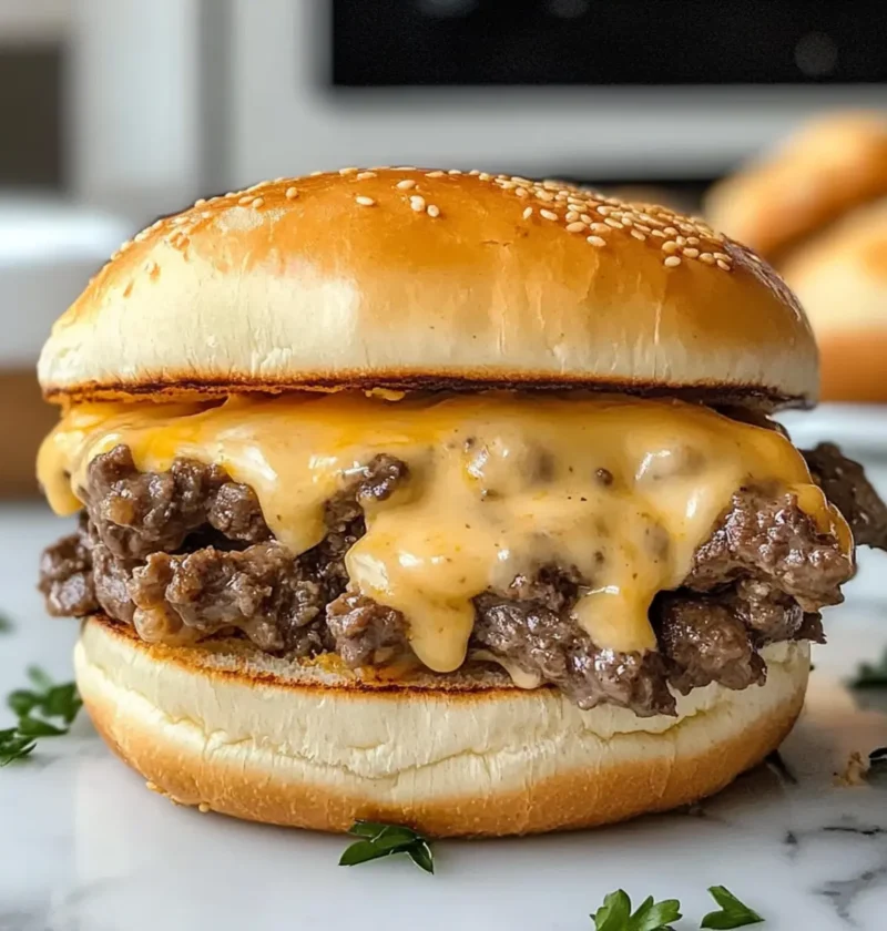 Instant Pot Rindfleisch- und Cheddar-Sandwiches mit würziger Käsesauce Rezept