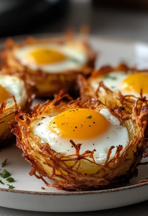 Kartoffel-Nester mit Ei im Airfryer
