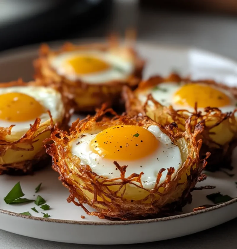 Kartoffel-Nester mit Ei im Airfryer