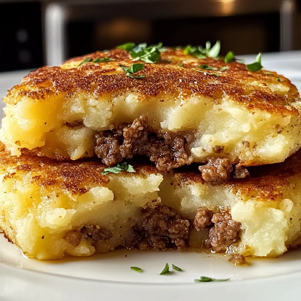 Mashed Potato Pancakes with Ground Beef Filling Recipe dsdml6