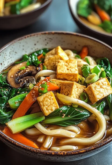 Ein-Topf-Udon-Nudeln mit Ingwer-Gemüse & Tofu