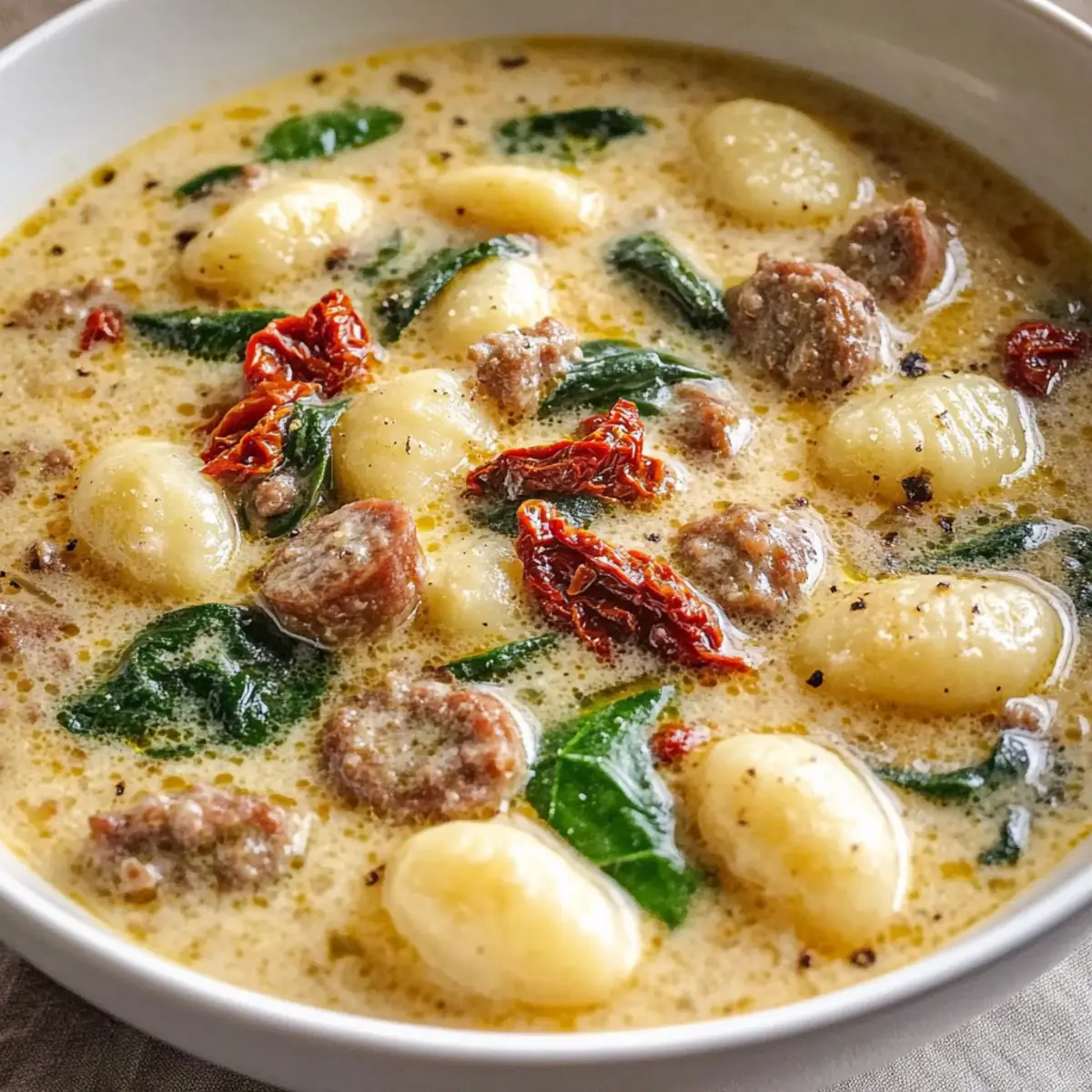 One Pot Tuscan Sausage Gnocchi Soup Creamy Cozy and Perfect for Any Night mmenyk