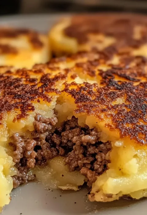 Kartoffelpuffer mit herzhaftem Rindfleisch und Käse Rezept