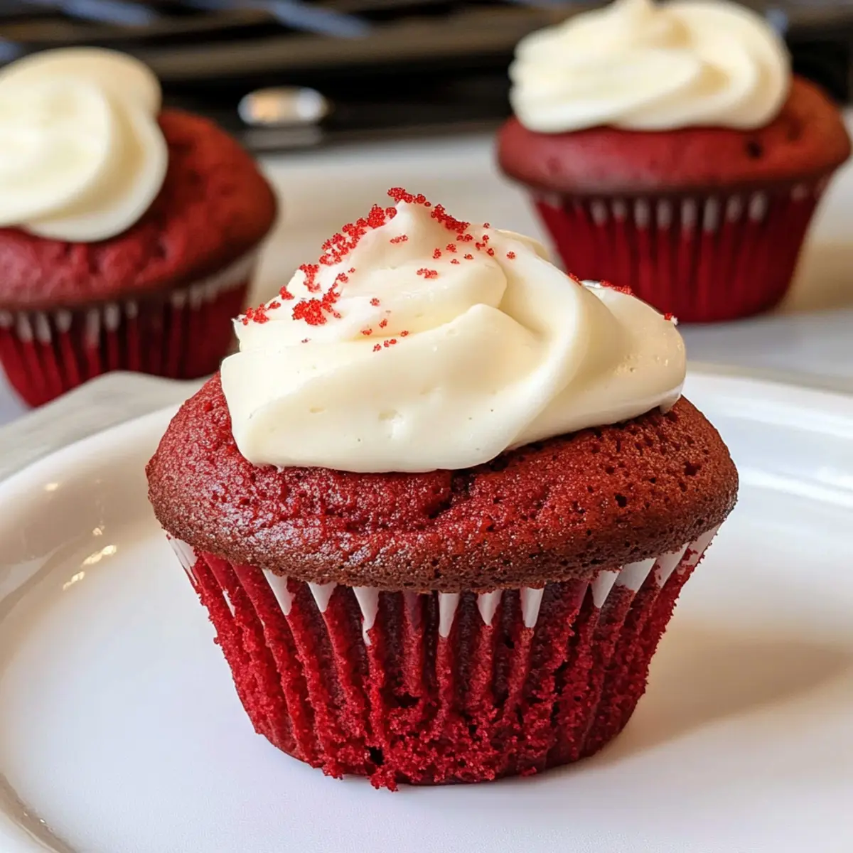 Rote Samtmuffins mit fluffiger Frischkäsecreme 4 Red Velvet Muffins egak0y