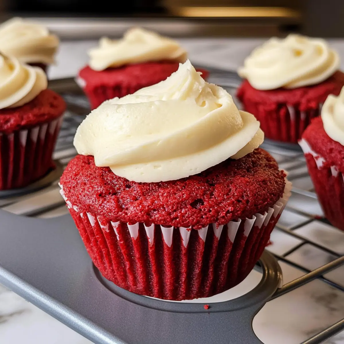 Rote Samtmuffins mit fluffiger Frischkäsecreme 2 Red Velvet Muffins sayquf