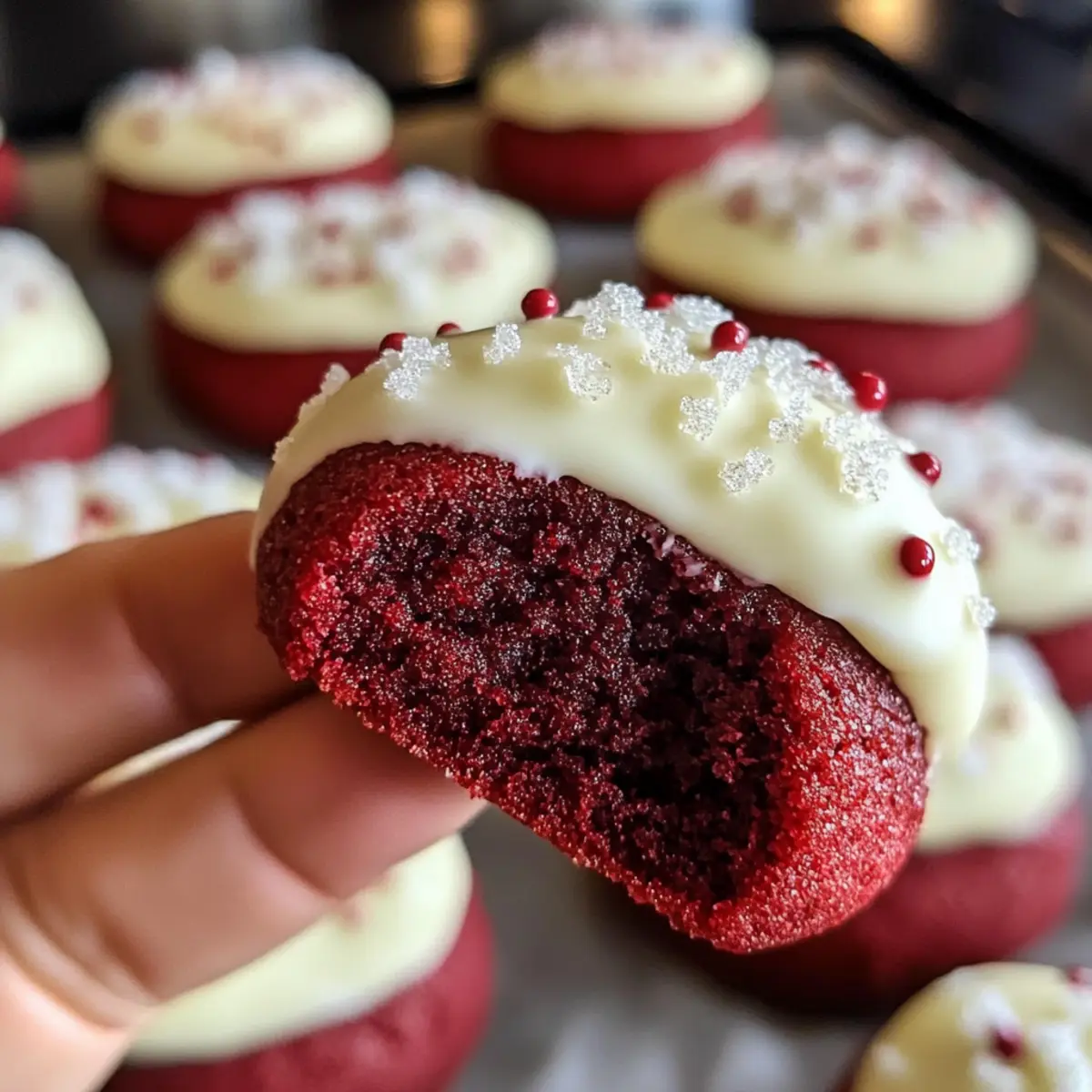 Snow Capped Red Velvet Sugar Cookies fltgcd