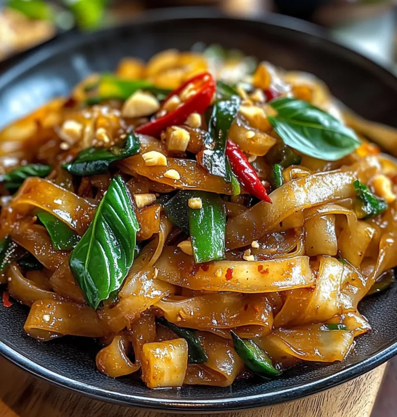 Straßenstil Thai Betrunkene Nudeln Blitzschnell Kochen 1 Straßenstil Thai Betrunkene Nudeln