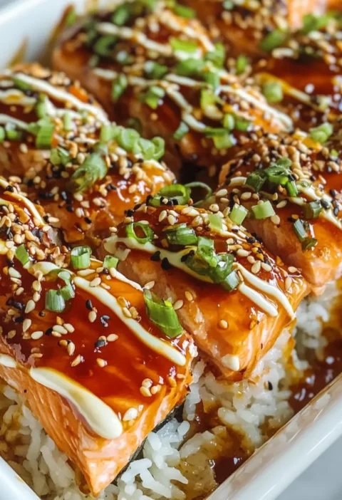Teriyaki Lachs Sushi Auflauf Rezept