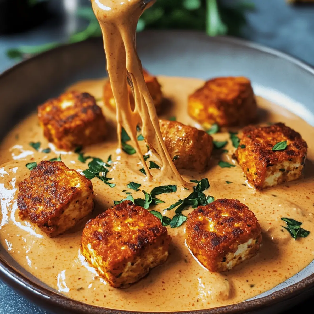 TofubA¤llchen in veganer Paprika