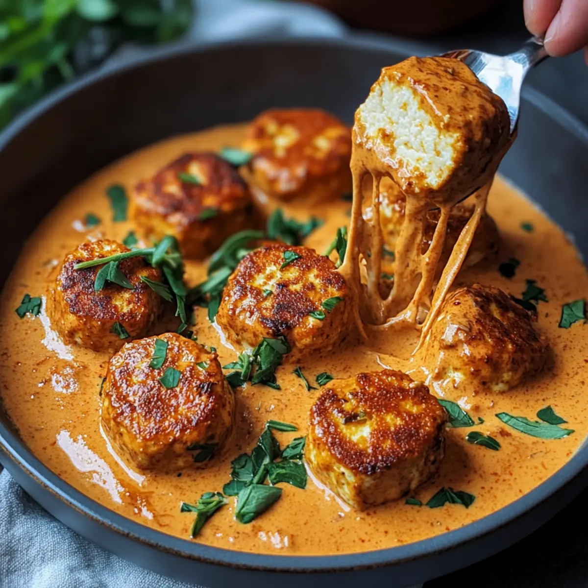 TofubA¤llchen in veganer Paprika