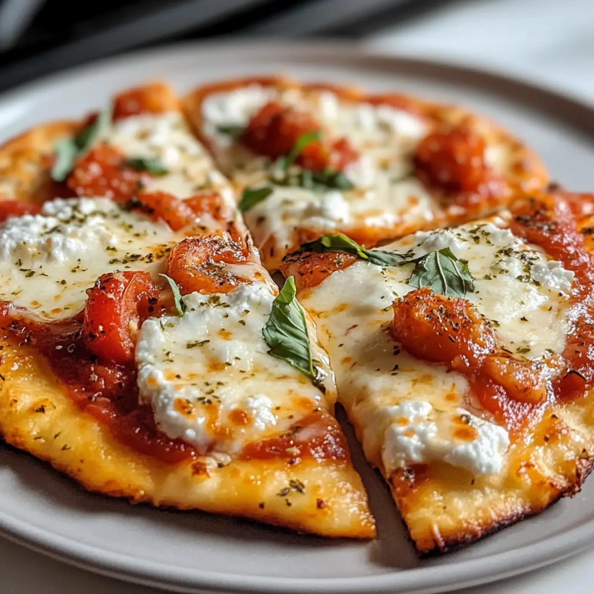 Hüttenkäse-Pizza-Fladenbrot (hochproteinreich & köstlich)