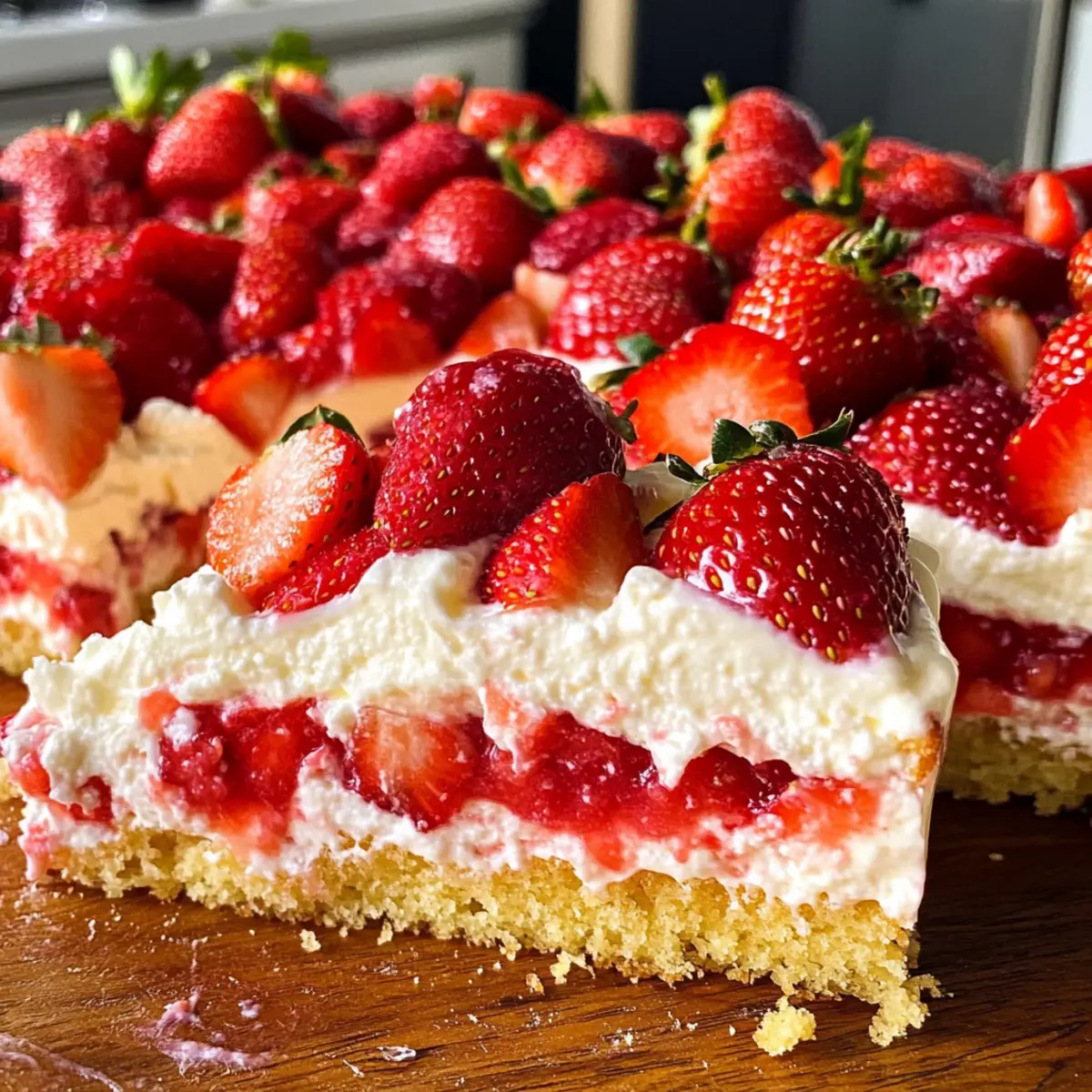 Erdbeer Blechkuchen mit cremigem Vanillepudding 4