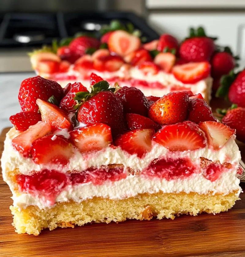 Erdbeer Blechkuchen mit cremigem Vanillepudding 1 erdbeer blechkuchen