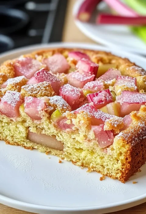 Rhabarberkuchen Rezept: Zutaten: - Rhabarber - Zucker - Mehl - Butter - Eier - Backpulver - Vanillezucker - Salz Zubereitung: 1. Rhabarber vorbereiten und schneiden. 2. Teig aus Mehl, Zucker, Butter, Eiern, Backpulver, Vanillezucker und Salz herstellen. 3. Teig in eine Backform geben. 4. Rhabarber gleichmäßig darauf verteilen. 5. Bei 180 Grad Celsius backen, bis der Kuchen goldbraun ist. 6. Abkühlen lassen und servieren.