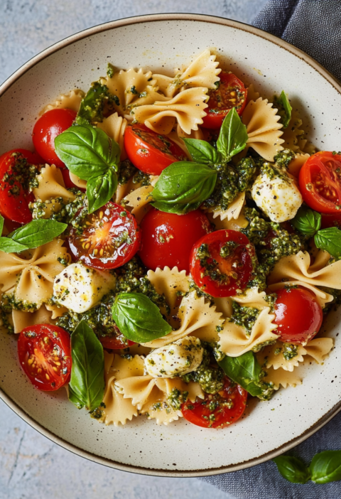 Italienischer Nudelsalat mit Pesto – Frisch und Einfach